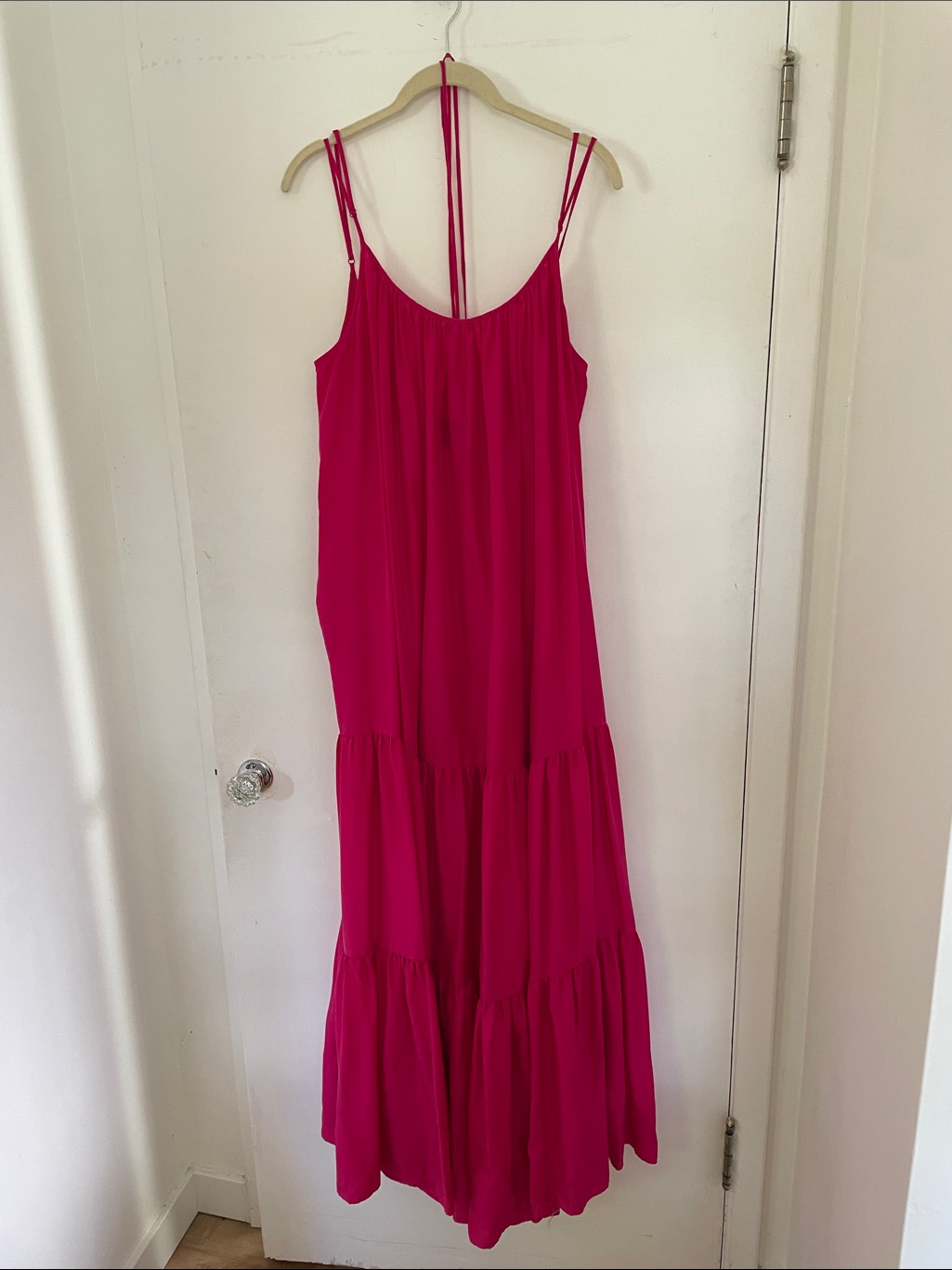 Banana Republic Hot Pink Tiered Maxi Dress With Double Straps